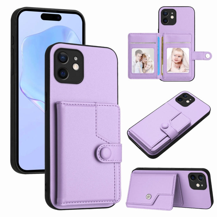 Borsa per carte con bottone RFID Custodia antifurto per telefono, For iPhone 13 mini, For iPhone 12, For iPhone 12 Pro Max, For iPhone 12 Pro