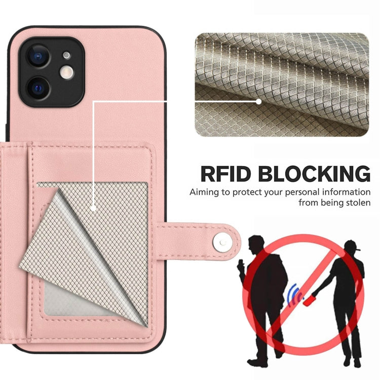 Borsa per carte con bottone RFID Custodia antifurto per telefono, For iPhone 12 mini, For iPhone 11 Pro Max, For iPhone 11, For iPhone 11 Pro
