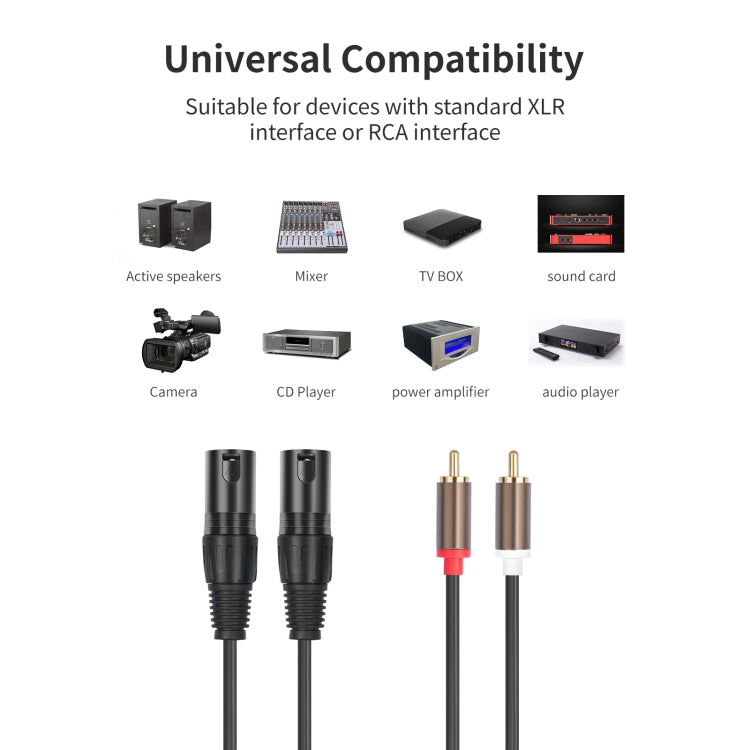 Cavo audio bilanciato 2 RCA maschio a 2 XLR maschio 1.5m 3m
