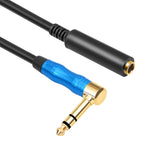Cavo audio per chitarra elettrica da 6,35 mm 1/4 TRS maschio stereo a gomito femmina, 0.3m, 1m, 1.8m