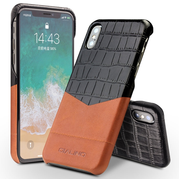 Custodia in pelle per iPhone X e XS con texture coccodrillo