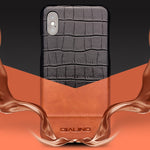 Custodia in pelle per iPhone X e XS con texture coccodrillo