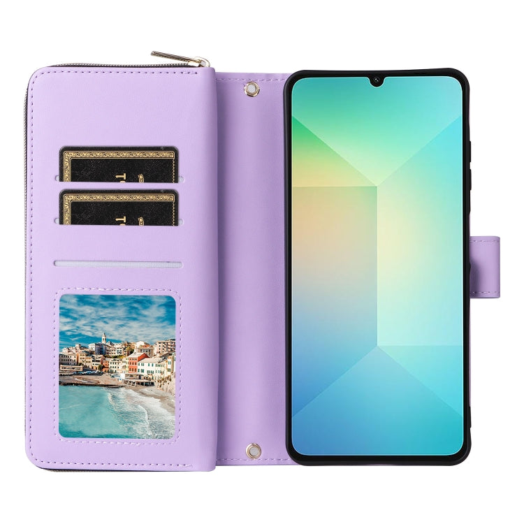 Portafoglio con cerniera e nove slot per carte per Galaxy A08 A06 A07 A57 5G A37