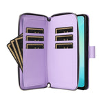 Portafoglio con cerniera e nove slot per carte per Galaxy A08 A06 A07 A57 5G A37