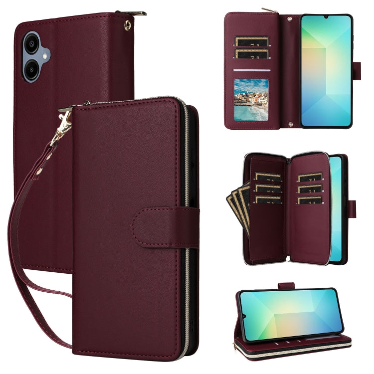 Portafoglio con cerniera e nove slot per carte per Galaxy A08 A06 A07 A57 5G A37
