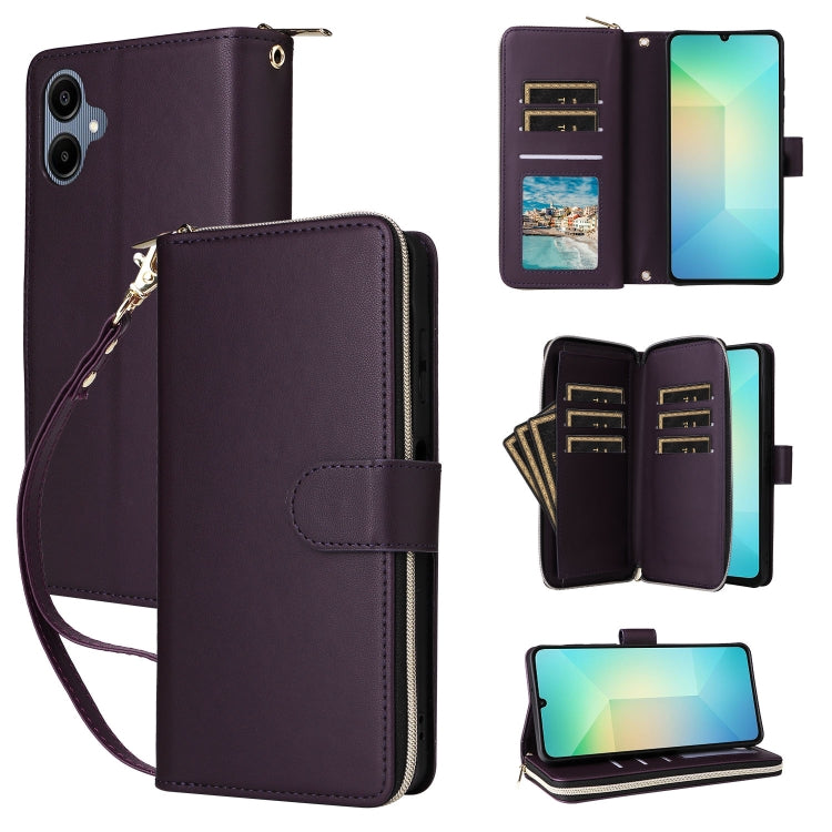 Portafoglio con cerniera e nove slot per carte per Galaxy A08 A06 A07 A57 5G A37
