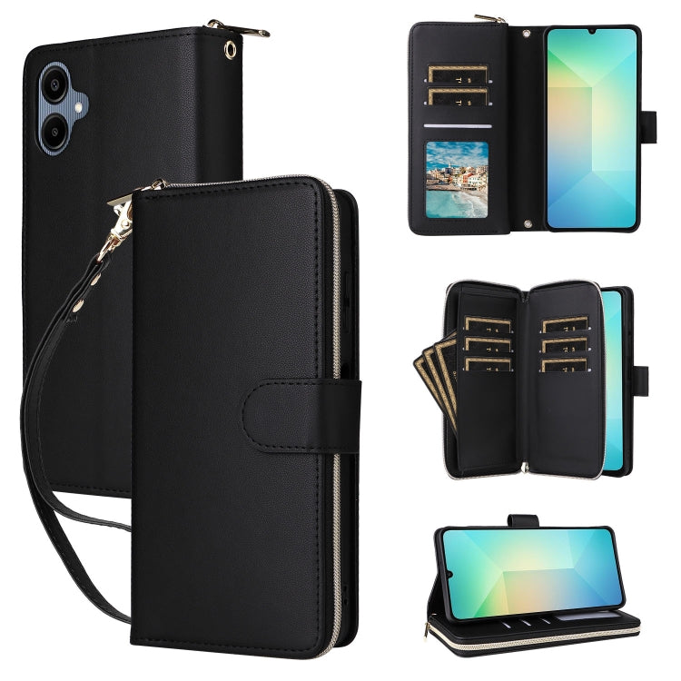 Portafoglio con cerniera e nove slot per carte per Galaxy A08 A06 A07 A57 5G A37