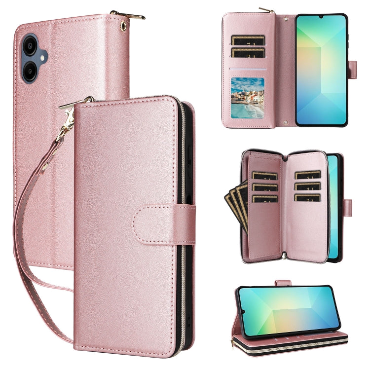 Portafoglio con cerniera e nove slot per carte per Galaxy A08 A06 A07 A57 5G A37