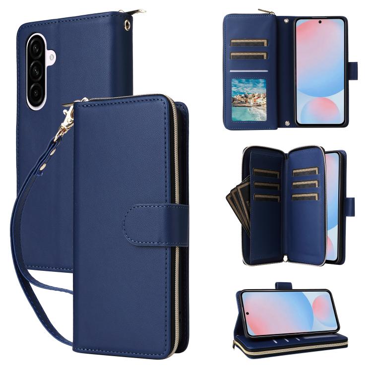 Custodia portafoglio in pelle con cerniera e nove slot per carte per Galaxy A36