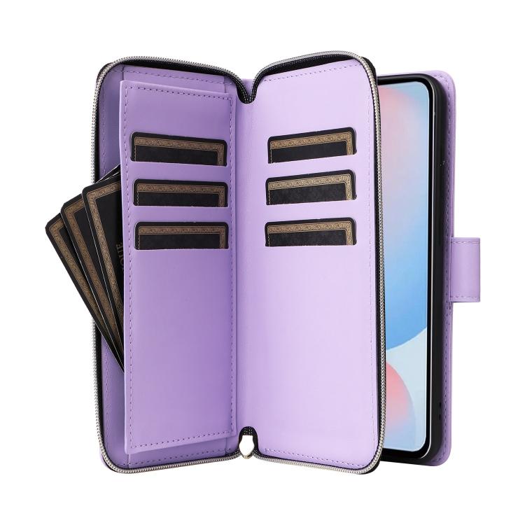 Custodia portafoglio in pelle con cerniera e nove slot per carte per Galaxy A36