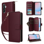Custodia portafoglio in pelle con cerniera e nove slot per carte per Galaxy A36