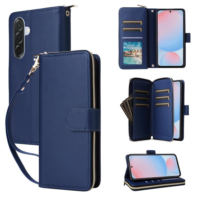 Custodia portafoglio in pelle con cerniera e nove slot per carte per Galaxy A36