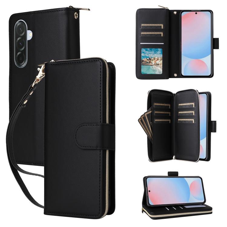 Custodia portafoglio in pelle con cerniera e nove slot per carte per Galaxy A36