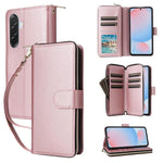Custodia portafoglio in pelle con cerniera e nove slot per carte per Galaxy A36