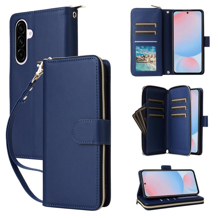 Portafoglio con cerniera e nove slot per carte per Galaxy A08 A06 A07 A57 5G A37