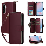 Custodia portafoglio in pelle con cerniera e nove slot per carte per Galaxy A36