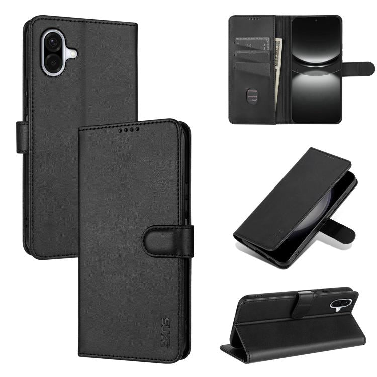 Custodia in pelle di vitello con texture AZNS Skin Feel per Galaxy A08 5G, A18