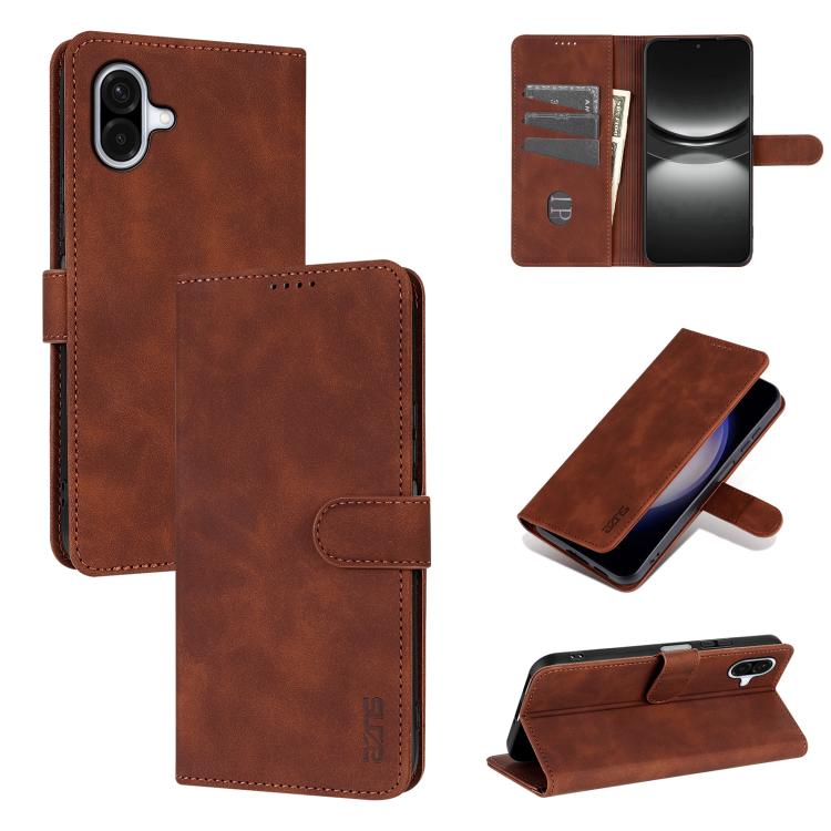 Custodia in pelle di vitello con texture AZNS Skin Feel per Galaxy A08 5G, A18