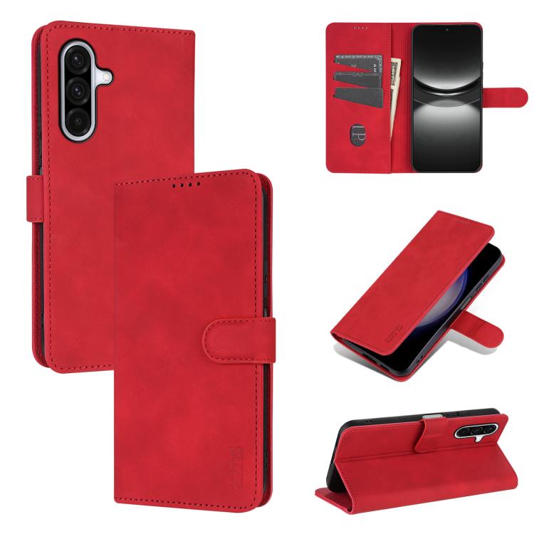 Custodia in pelle di vitello con texture AZNS Skin Feel per Galaxy A08 5G, A18