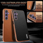 Custodia con texture in fibra di carbonio e bordo elettroplaccato per Samsung