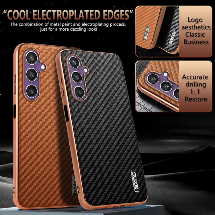 Custodia con texture in fibra di carbonio e bordo elettroplaccato per Samsung