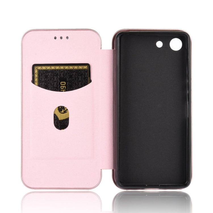 Custodia flip in fibra di carbonio con slot per schede per Sony Xperia Ace, 1