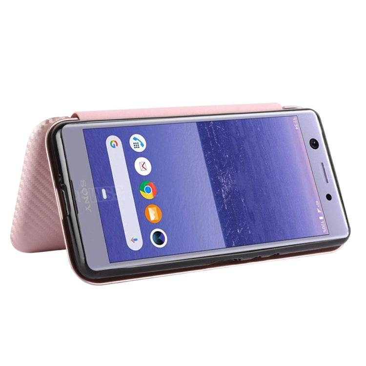 Custodia flip in fibra di carbonio con slot per schede per Sony Xperia Ace, 1
