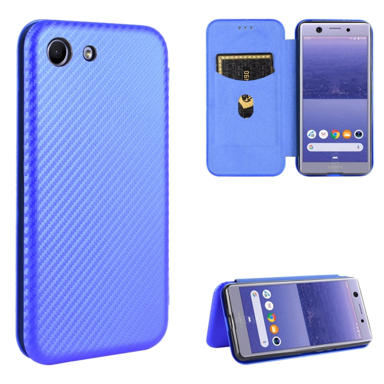 Custodia flip in fibra di carbonio con slot per schede per Sony Xperia Ace, 1