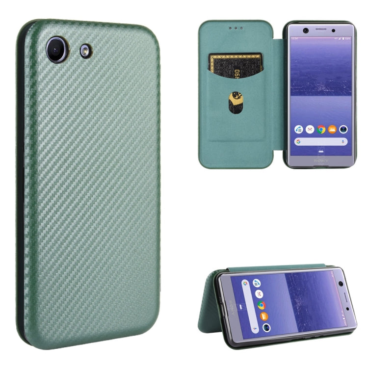 Custodia flip in fibra di carbonio con slot per schede per Sony Xperia Ace, 1