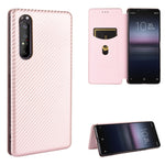 Custodia flip in fibra di carbonio con slot per schede per Sony Xperia Ace, 1