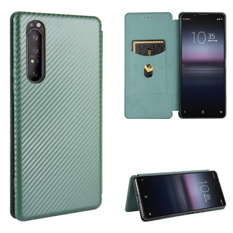 Custodia flip in fibra di carbonio con slot per schede per Sony Xperia Ace, 1