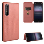 Custodia flip in fibra di carbonio con slot per schede per Sony Xperia Ace, 1