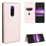 Custodia flip in fibra di carbonio con slot per schede per Sony Xperia Ace, 1