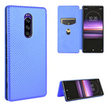 Custodia flip in fibra di carbonio con slot per schede per Sony Xperia Ace, 1
