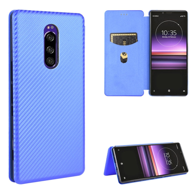 Custodia flip in fibra di carbonio con slot per schede per Sony Xperia Ace, 1