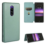Custodia flip in fibra di carbonio con slot per schede per Sony Xperia Ace, 1