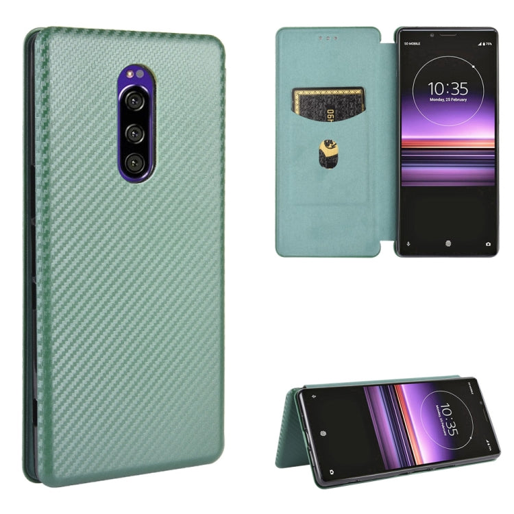 Custodia flip in fibra di carbonio con slot per schede per Sony Xperia Ace, 1