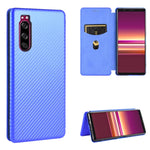 Custodia flip in fibra di carbonio con slot per schede per Sony Xperia Ace, 1