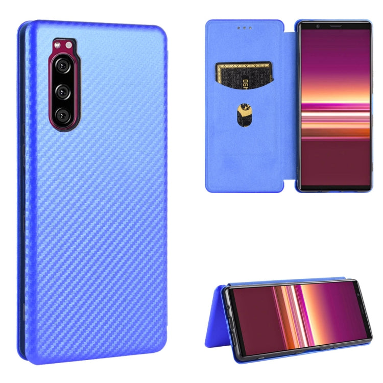 Custodia flip in fibra di carbonio con slot per schede per Sony Xperia Ace, 1