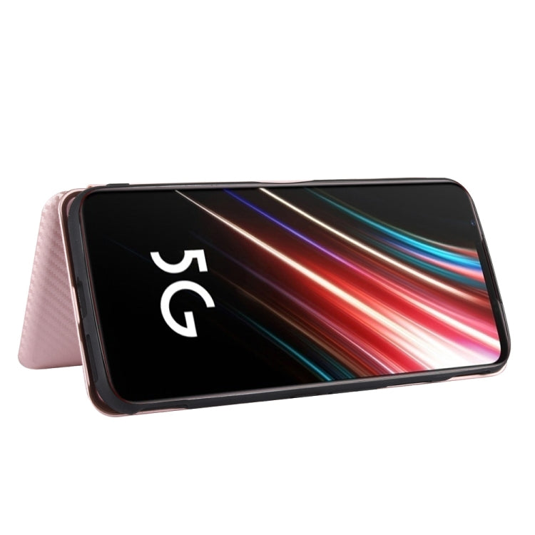 Custodia flip magnetica in fibra di carbonio con slot per schede per ZTE nubia