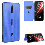 Custodia flip magnetica in fibra di carbonio con slot per schede per ZTE nubia