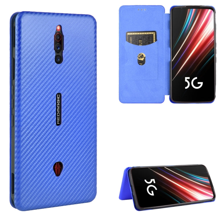 Custodia flip magnetica in fibra di carbonio con slot per schede per ZTE nubia