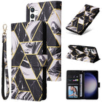 Custodia in pelle con cuciture effetto marmo per Samsung Galaxy S26+ 5G e