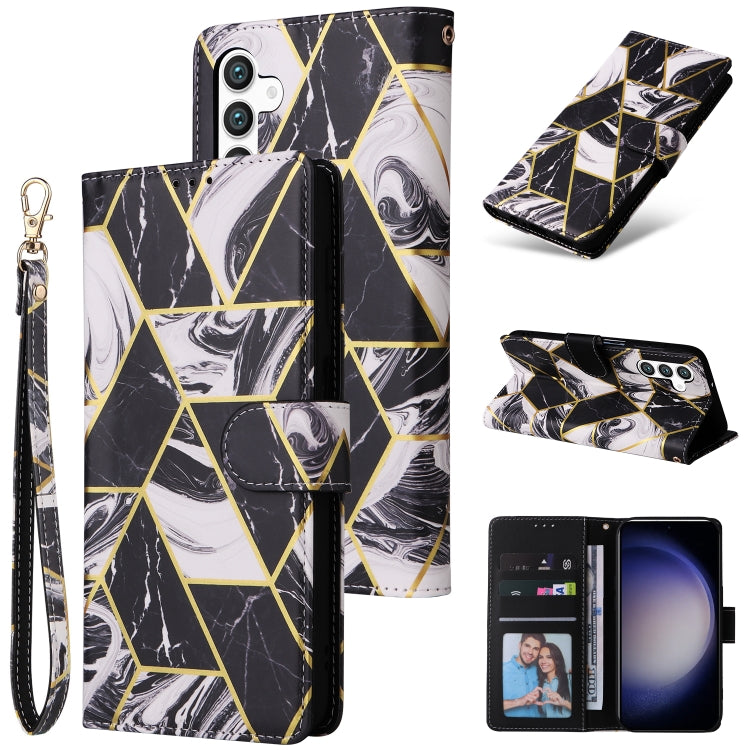 Custodia in pelle con cuciture effetto marmo per Samsung Galaxy S26+ 5G e