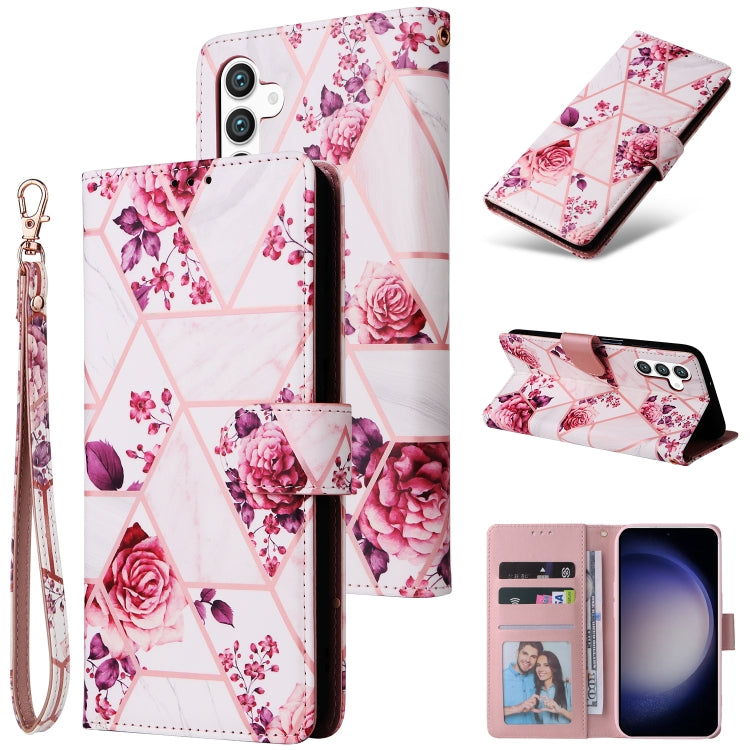 Custodia in pelle con cuciture effetto marmo per Samsung Galaxy S26+ 5G e