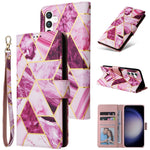 Custodia in pelle con cuciture effetto marmo per Samsung Galaxy S26+ 5G e