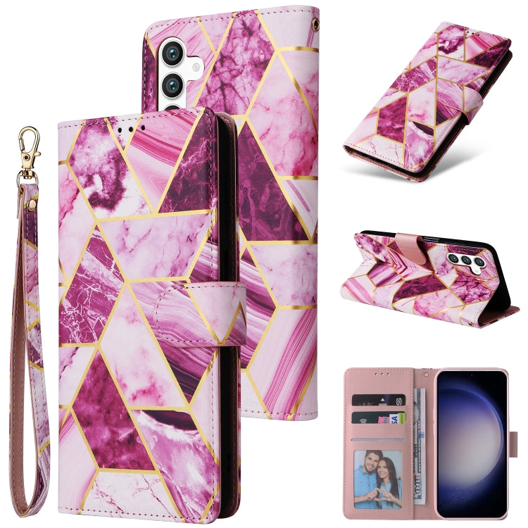Custodia in pelle con cuciture effetto marmo per Samsung Galaxy S26+ 5G e