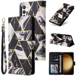 Custodia in pelle con cuciture effetto marmo bronzato per Samsung Galaxy S25+