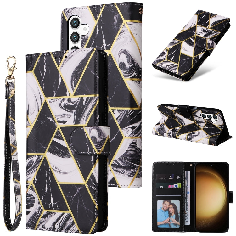 Custodia in pelle con cuciture effetto marmo bronzato per Samsung Galaxy S25+