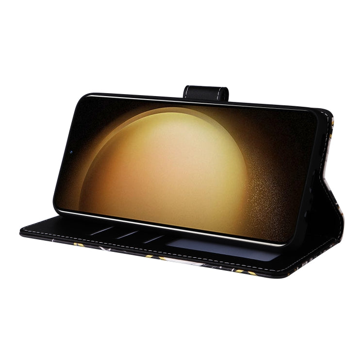 Custodia in pelle con cuciture effetto marmo bronzato per Samsung Galaxy S25+